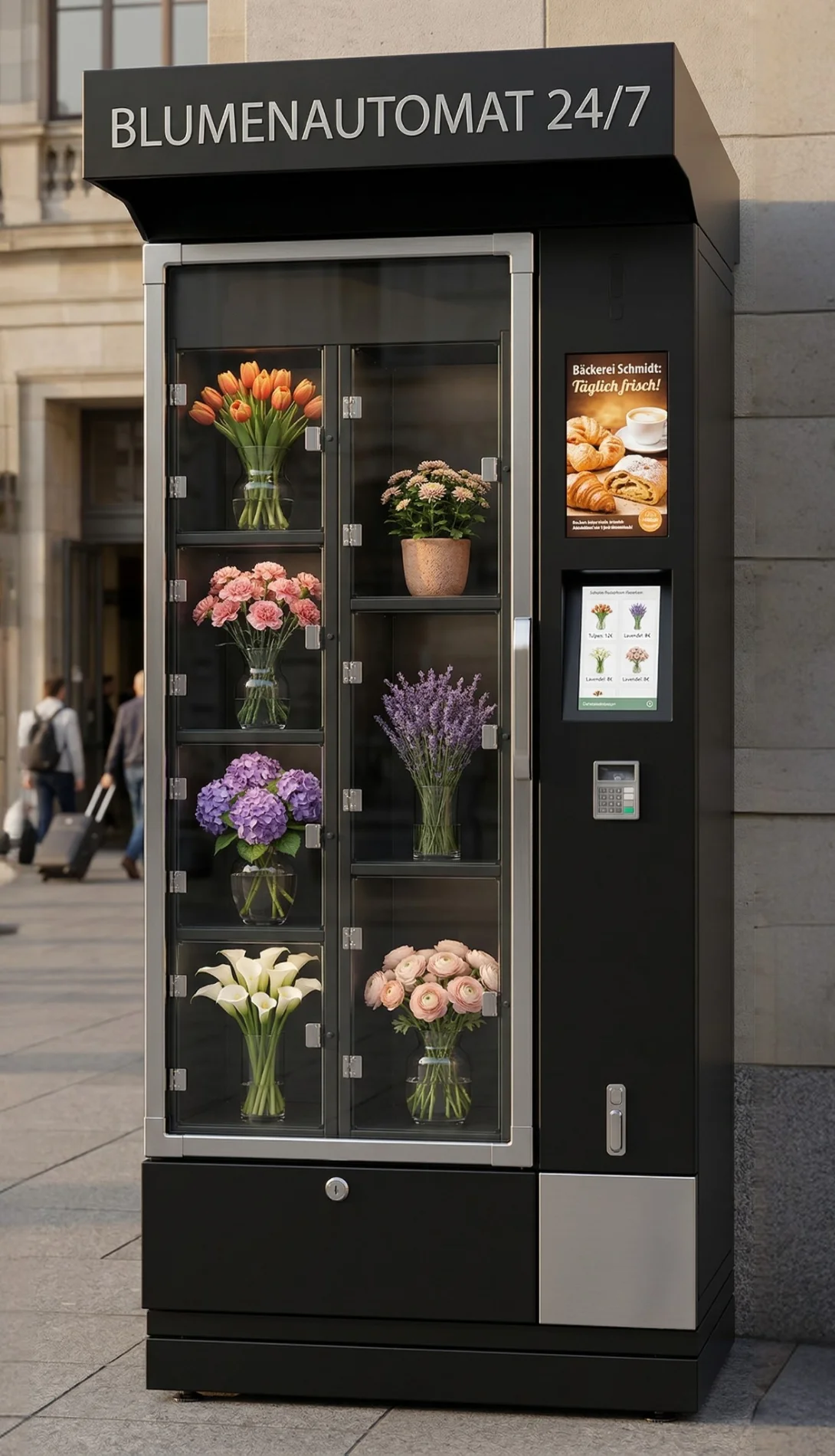 FLORA Blumenautomat mit Blumenfächern und integriertem Display - M1