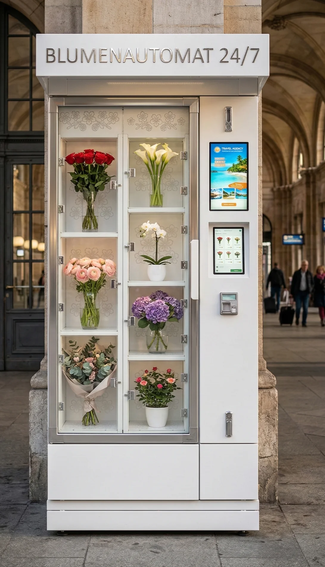 FLORA Blumenautomat mit Blumenfächern und integriertem Display - M1