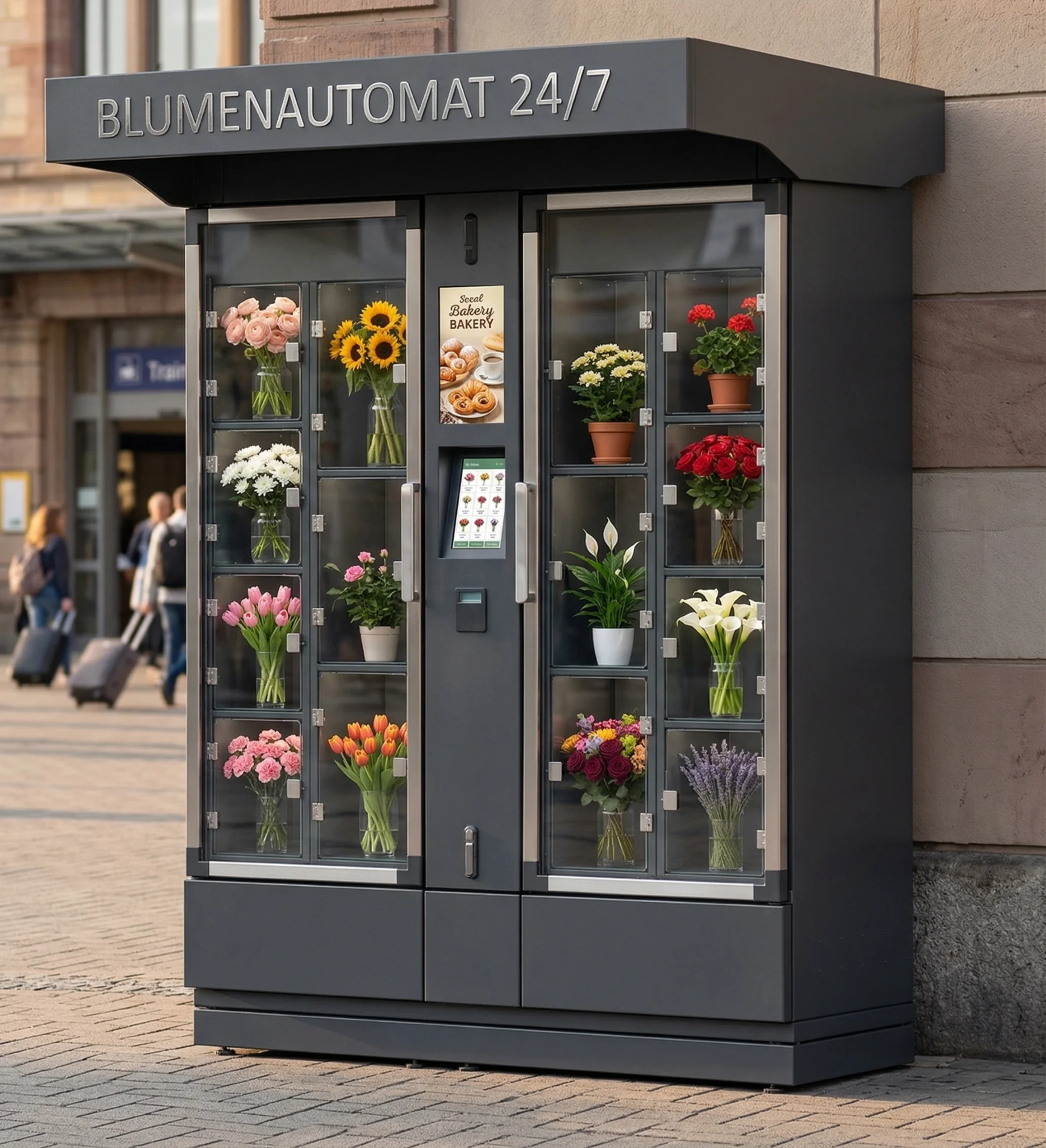 FLORA Blumenautomat mit Blumenfächern und integriertem Display - M2