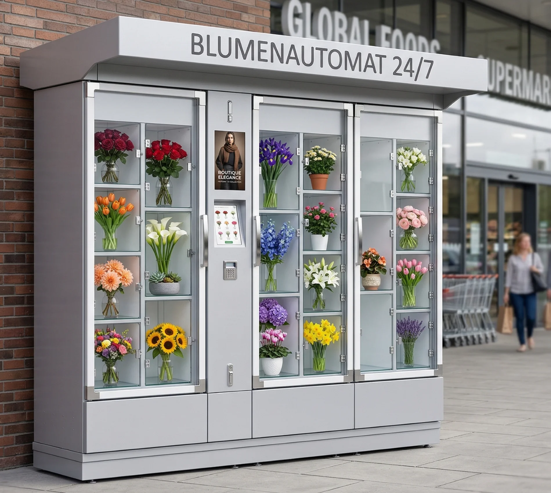 FLORA Blumenautomat mit Blumenfächern und integriertem Display - M3