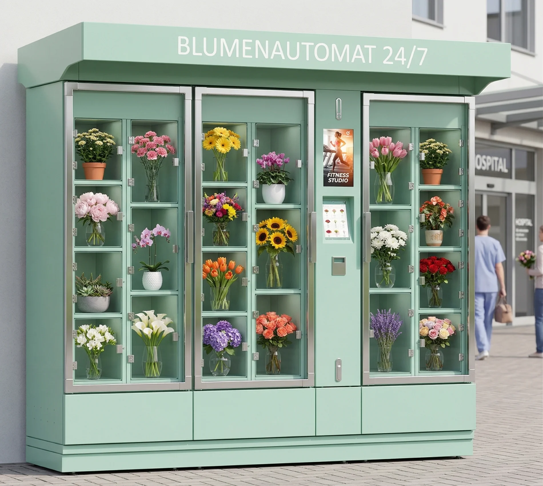 FLORA Blumenautomat mit Blumenfächern und integriertem Display - M3