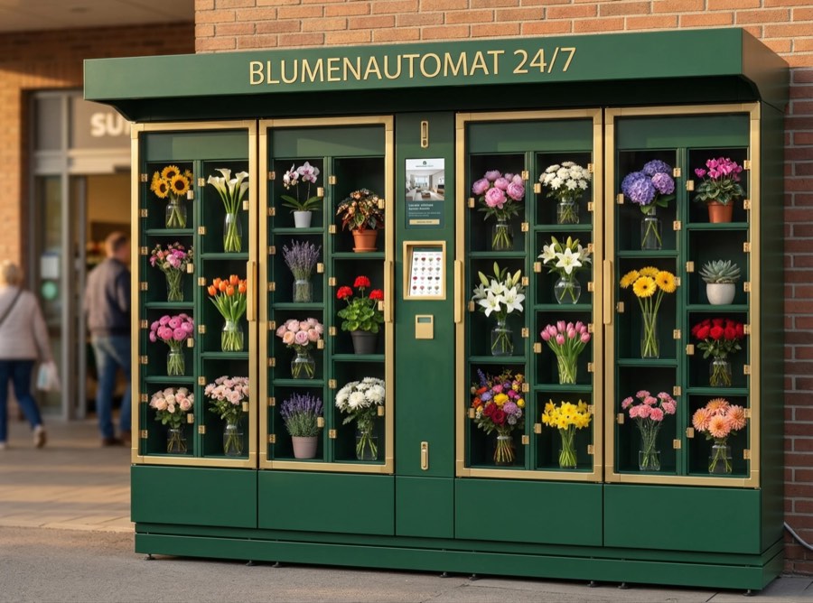 Produktvisualisierung eines FLORA Blumenautomaten mit mehreren Modulen