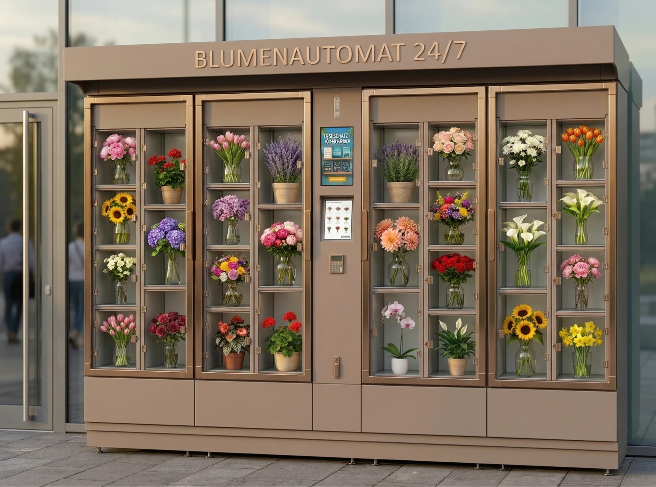 FLORA Blumenautomat mit Blumenfächern und integriertem Display - M4