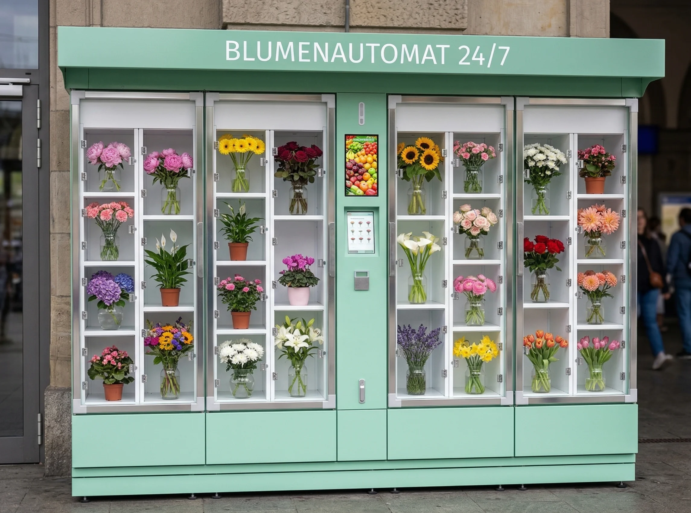 FLORA Blumenautomat mit Blumenfächern und integriertem Display - M4
